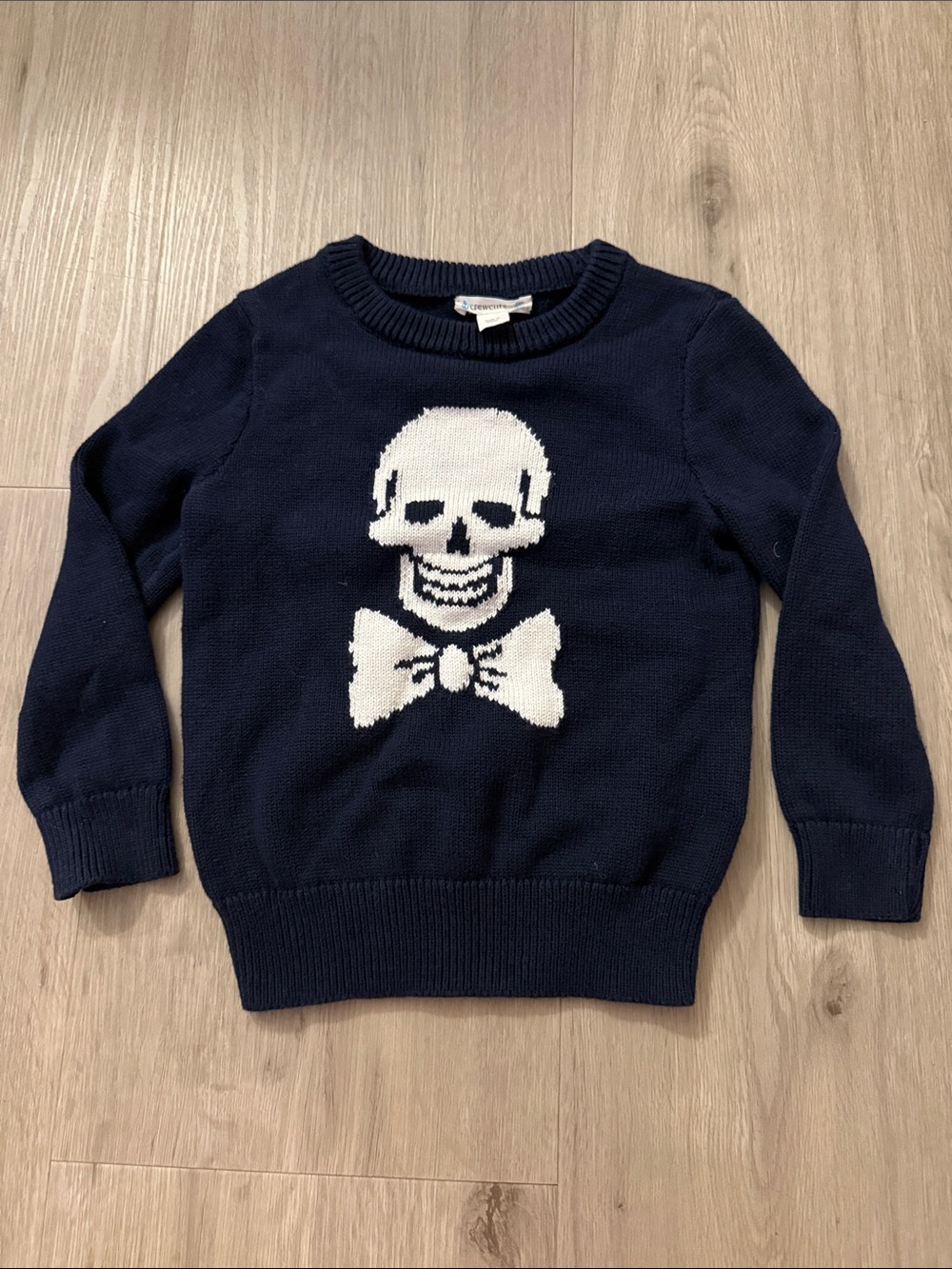 CrewCuts Navy Skull Knit Sweater with White Skull Graphic